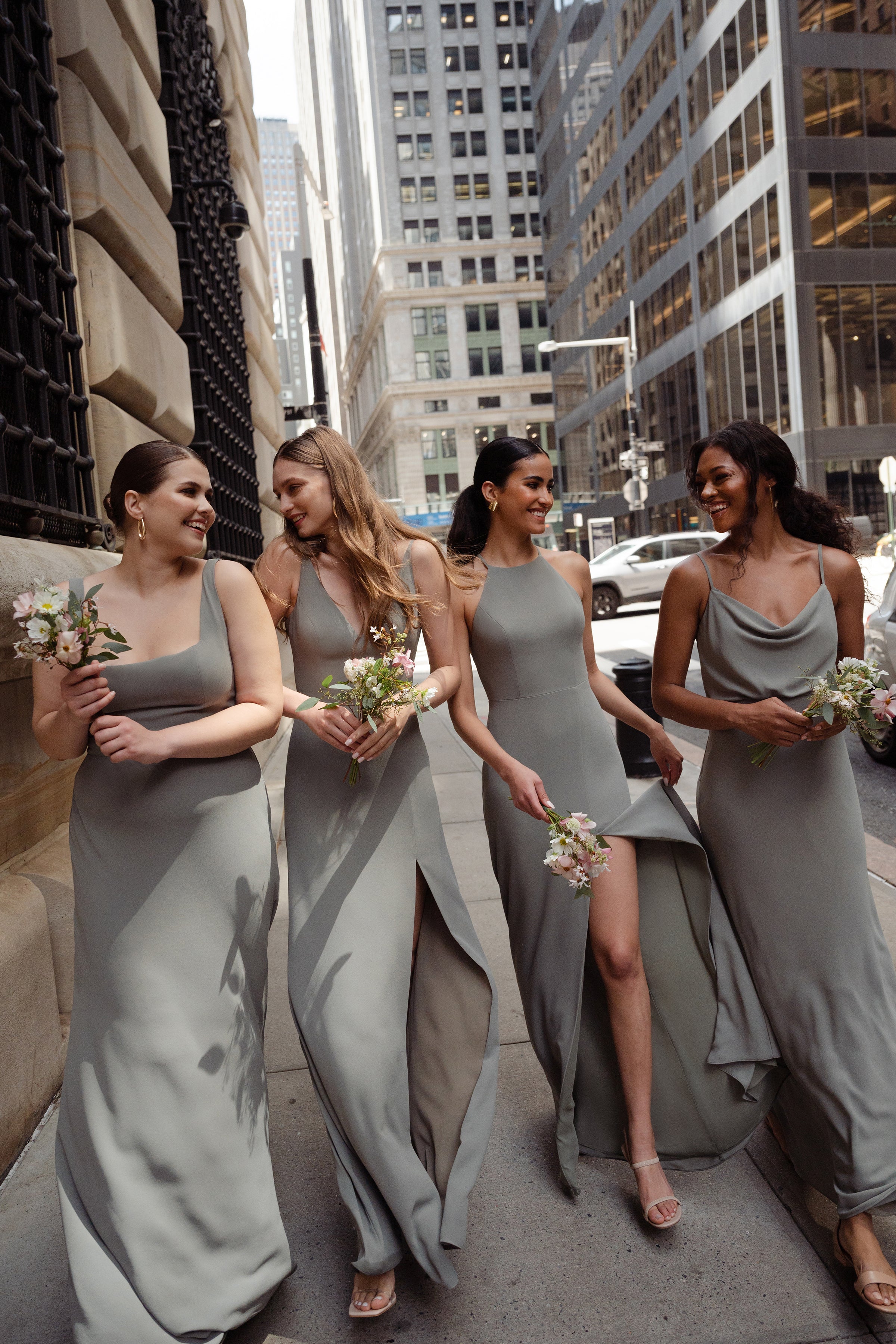 Light Satin Bridesmaid Dresses | Bridesmaids Dresses by Tania Olsen Designs